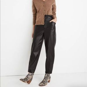 NWT Madewell Vegan Leather Pull-On Paperbag Pants